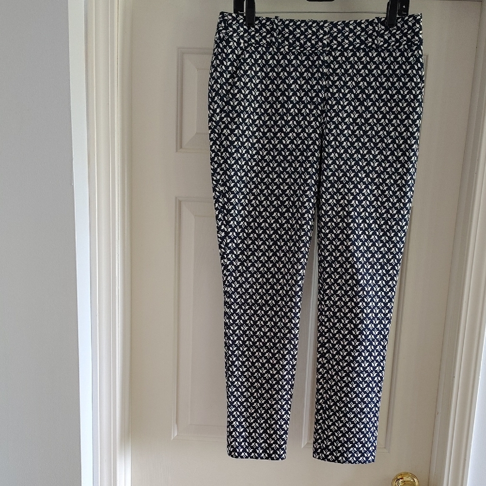 LOFT Navy and White Patterned Skinny Pants